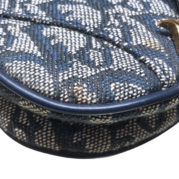 Dior Canvas Obry Bag Clutch Christian Saddle  Navy - Picture 1 of 8
